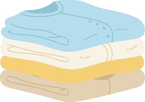 A neat stack of clean folded clothes illustration. vector