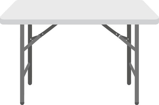 blanco rectangular el plastico plegable mesa con metal piernas aislado en un blanco antecedentes. vector