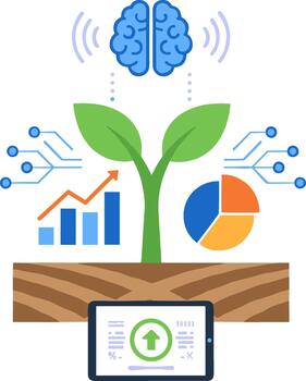 inteligente agricultura tecnología con ai cerebro y datos analítica. vector