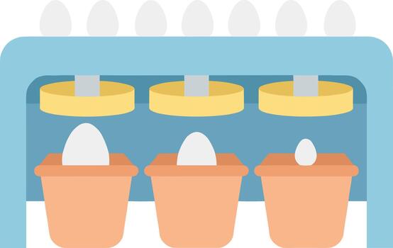 Automated egg processing machine on a factory production line. vector