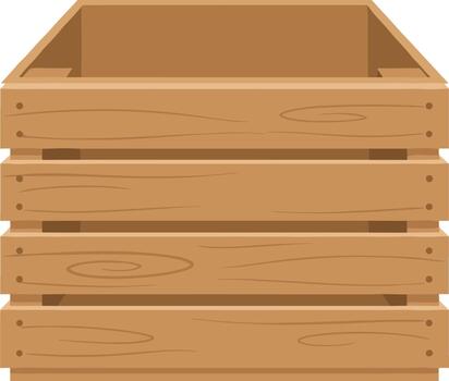 Empty wooden crate box for storage and transport. vector