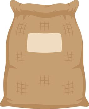 A large brown burlap sack with a blank label for text. vector