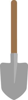 Minimalist flat design illustration of a pointed shovel with a wooden handle. vector