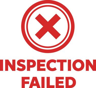Red Inspection Failed stamp with a circular cross mark icon. vector