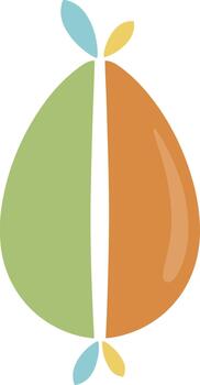 Abstract symmetrical pod illustration with a split color design. vector