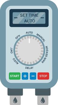 Digital Garden Water Timer with Automatic Irrigation Control. vector