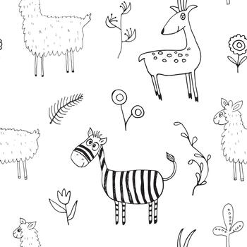 Whimsical jungle mammals in a joyful repeating pattern vector