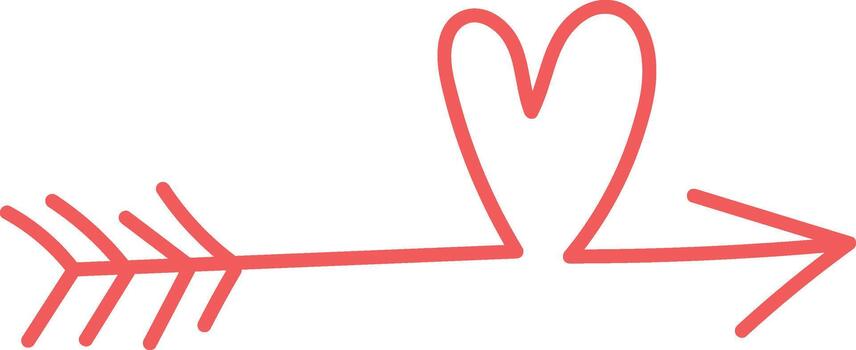 corazón lazo flecha garabatear línea vector