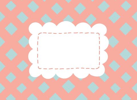 Scalloped Label on Checkered Background vector