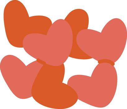 Clustered Heart Shapes Flat Drawing vector