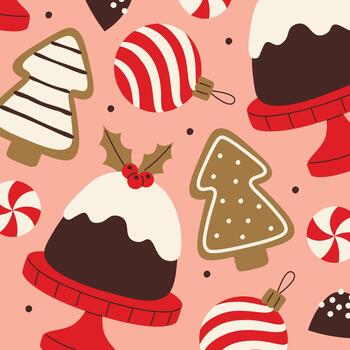 Christmas Pudding Pattern Background vector