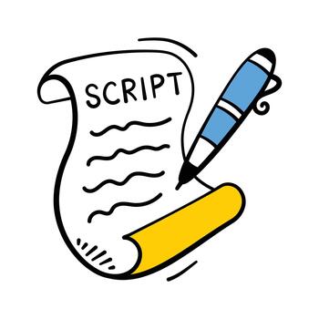 Creative movie script paper and pencil symbol for filmmaking and storytelling. vector