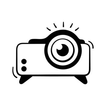 bien diseñado mano dibujado icono de proyector en moderno estilo. vector