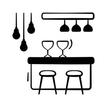 Bar table with drinks representing nightlife, parties, and entertainment. vector
