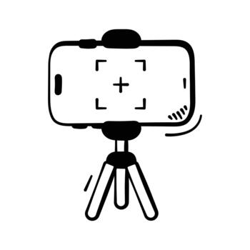 Camera mounted on a tripod, studio shoots, production, and content creation. vector