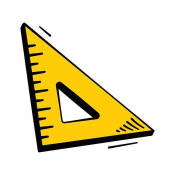 Geometric triangular ruler doodle icon, premium vector