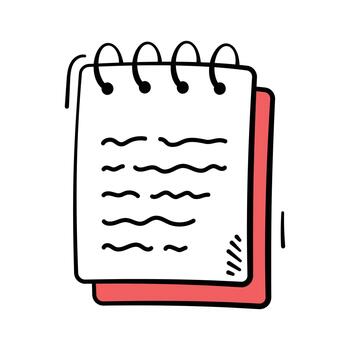 Well designed amazing doodle style icon of notebook, homework, reminders, and school notes vector