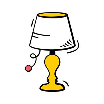 Trendy doodle icon of small desk lamp, study time, workspace lighting, and reading vector
