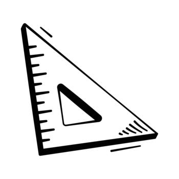 Geometric triangular ruler doodle icon, premium . vector