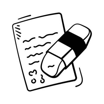 Study notebook with eraser, writing, homework and note taking doodle icon. vector