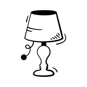 Trendy doodle icon of small desk lamp, study time, workspace lighting, and reading. vector
