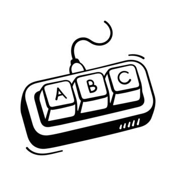 Here is a modern doodle style icon of keyboard, learning keyboard. vector