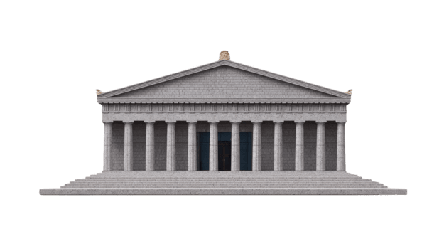 antico greco tempio con alto colonne, pietra passi, triangolare frontone, e classico architettura, evocando senso di grandezza e storico significato png