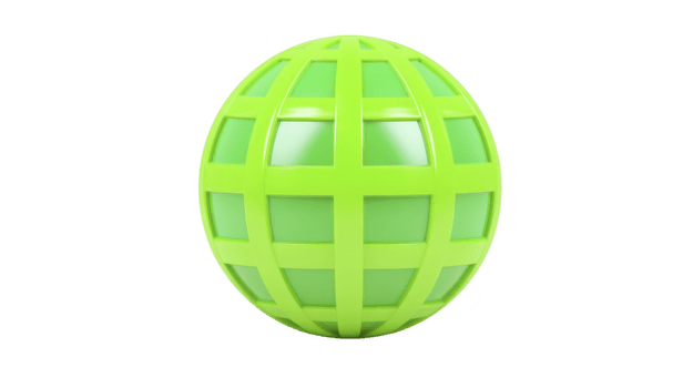 groen wereldbol gebied glimmend oppervlakte meetkundig rooster patroon geïsoleerd Aan transparantie achtergrond modern abstract ontwerp levendig kleur 3d renderen futuristische stijl schoon minimaal png