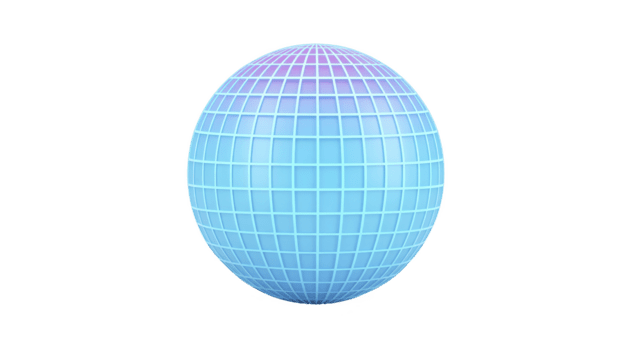 blå sfär med rutnät mönster, digital 3d tolkning, isolerat på transparent bakgrund, trogen och modern design, lysande effekt, geometrisk form, teknologi begrepp png