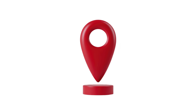 Red map pin location marker 3D illustration isolated on transparent background navigation symbol modern design travel concept digital map simple and clean style technology direction png