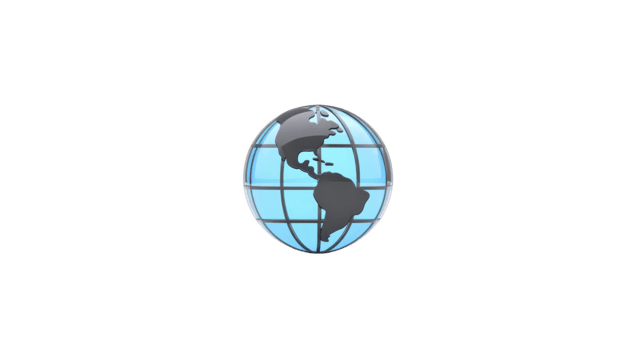 Blue globe icon with grid lines and continents, representing North and South America, isolated on transparency background, symbolizing global connection and international communication png