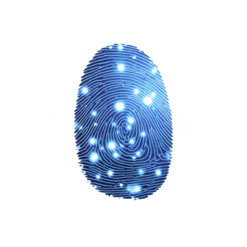 digital huella dactilar biométrico identificación seguridad autenticación brillante azul líneas tecnología ciber proteccion futurista personal datos intimidad png
