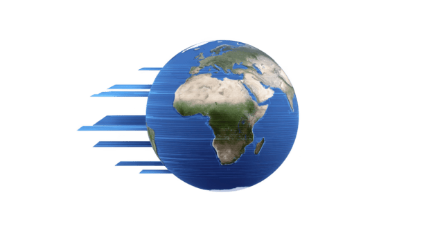 wereldbol met beweging lijnen tonen Afrika Europa en Azië symboliseert snel globaal verbinding technologie en wereldwijd communicatie in dynamisch modern stijl png