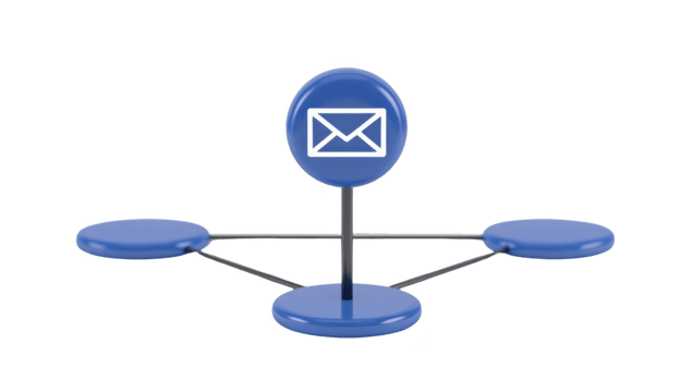 e-mail icona Rete connessione, blu circolare nodi connesso di linee, simboleggiante digitale comunicazione, dati trasferimento, e in linea messaggistica nel moderno, minimo stile png