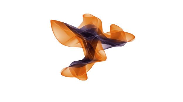Abstract orange and black 3D shape with smooth curves, digital art design, modern fluid form, isolated on transparency background, creative futuristic sculpture, dynamic energy png