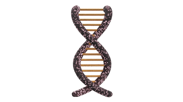 adn doble hélice estructura con Brillantina textura, aislado en transparencia fondo, simbolizando genética, ciencia, y molecular biología en creativo y artístico estilo png