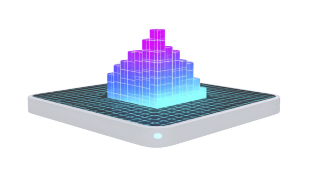 3d bar tabel gloeiend neon futuristische digitaal rooster gegevens visualisatie geïsoleerd wit modern technologie blauw Purper helling abstract innovatie analytics virtueel meetkundig minimaal creatief png