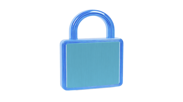 blu lucchetto icona, 3d illustrazione, isolato su trasparente sfondo, simboleggiante sicurezza, privacy, e protezione, con moderno e minimo design per digitale o ragnatela uso png