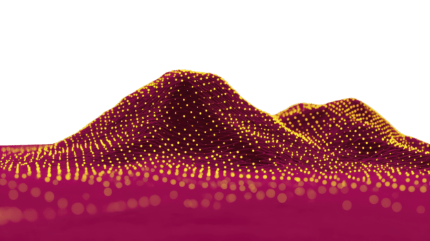 abstrakt digital landskap med lysande gul prickar formning vågig kullar, trogen teknologi bakgrund, vibrerande magenta och svart Färg schema, modern och dynamisk visuell effekt png
