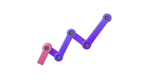 3d crecimiento gráfico vistoso degradado línea grafico hacia arriba tendencia negocio éxito financiero incrementar datos analítica moderno diseño aislado en blanco png