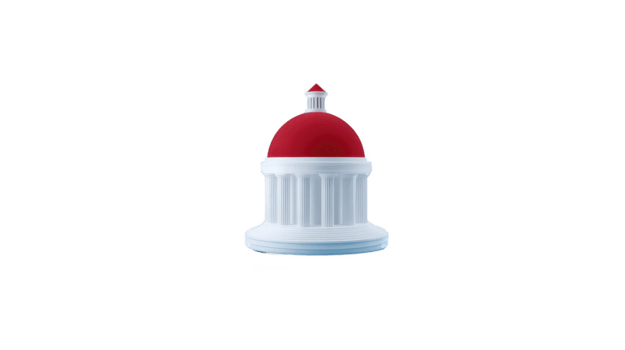 blanco columna edificio con rojo cúpula, clásico arquitectura, aislado en transparente fondo, simbolizando gobierno, ley, o historia, mínimo y limpiar diseño png