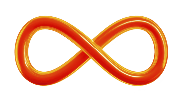 Infinity symbol orange glossy 3D loop mathematics endless abstract shiny modern orange glossy 3D infinity symbol features smooth loop design representing endlessness and mathematical concepts with png