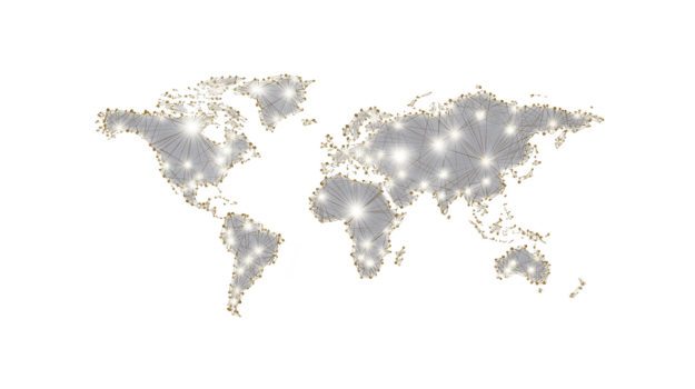 värld Karta nätverk förbindelse digital lysande teknologi global kommunikation abstrakt bakgrund. värld Karta funktioner lysande poäng och ansluter rader symboliserar global digital anslutning png