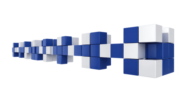 azul cubo blanco cubo geométrico resumen 3d moderno diseño modelo tecnología estructura crear moderno resumen 3d modelo con azul y blanco cubitos geométrico estructura y sentido de tecnología png