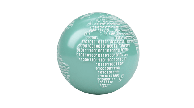 digitaal wereldbol met binair code taling gebied wereld kaart technologie concept gegevens visualisatie globaal netwerk futuristische innovatie informatie connectiviteit png