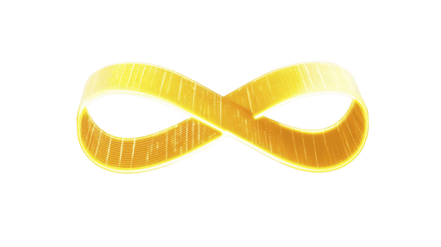 dourado infinidade símbolo, brilhando com futurista e moderno estilo, isolado em transparente fundo, representando sem fim possibilidades e continuidade dentro vibrante e dinâmico caminho png