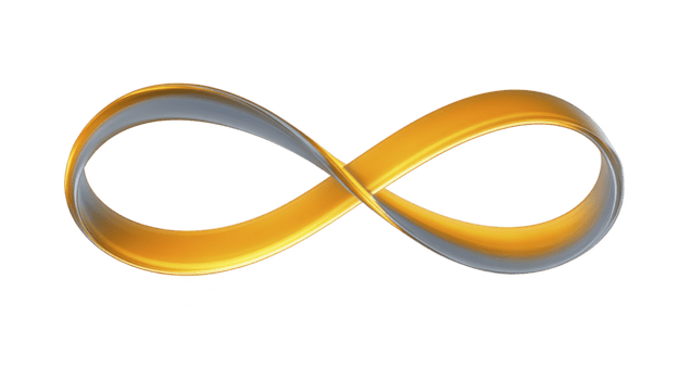 infinito símbolo 3d metálico naranja plata resumen lazo moderno aislado lustroso suave interminable continuo elegante mínimo diseño concepto creativo brillante curvo futurista digital Arte forma png