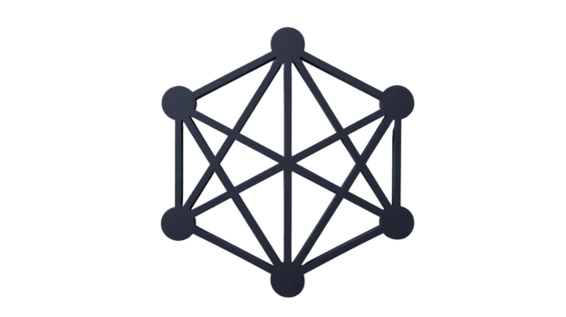 geometrisk sexhörning nätverk med sex ansluten knutpunkter, svart rader och cirklar, isolerat på transparent bakgrund, symboliserar teknologi, förbindelse, och digital kommunikation png