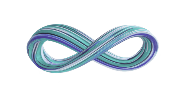 infini symbole avec bleu sarcelle et violet pente coup de pinceau texture isolé sur transparent Contexte représentant interminable illimité ou continu concepts dans moderne artistique style png