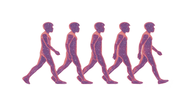 digital humano silueta caminando en secuencia brillante líneas y puntos futurista estilo transparente antecedentes concepto de Progreso tecnología y evolución moderno y dinámica visual png